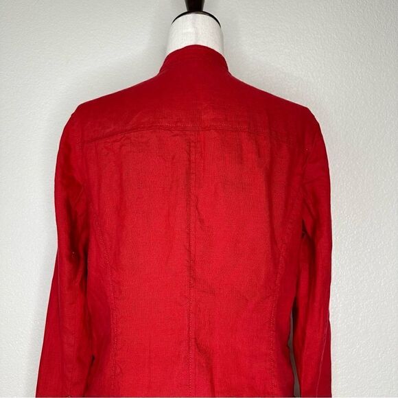 Dana Buchman 100% Linen Red Button Down Jacket Shacket - Picture 7 of 12